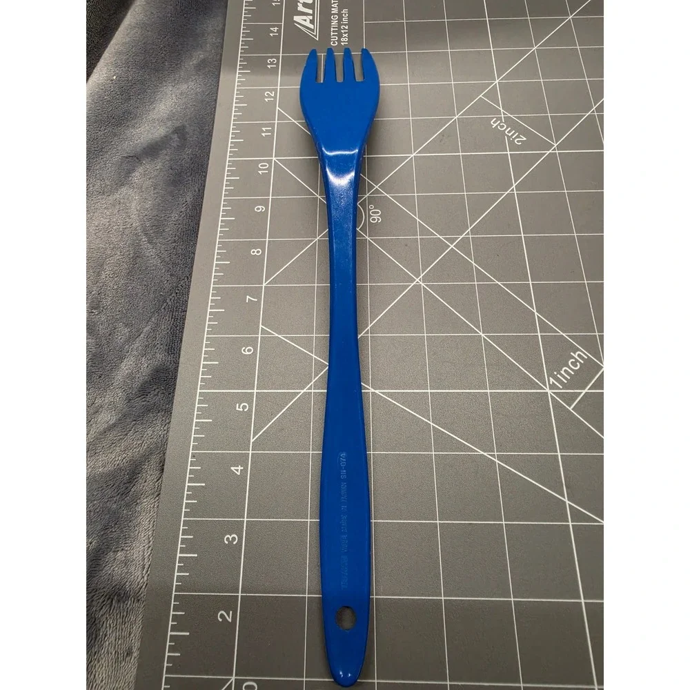 Vintage Blue Melamine Kitchen Serving Fork 11.5 Inch Long Handle Made in Taiwan
